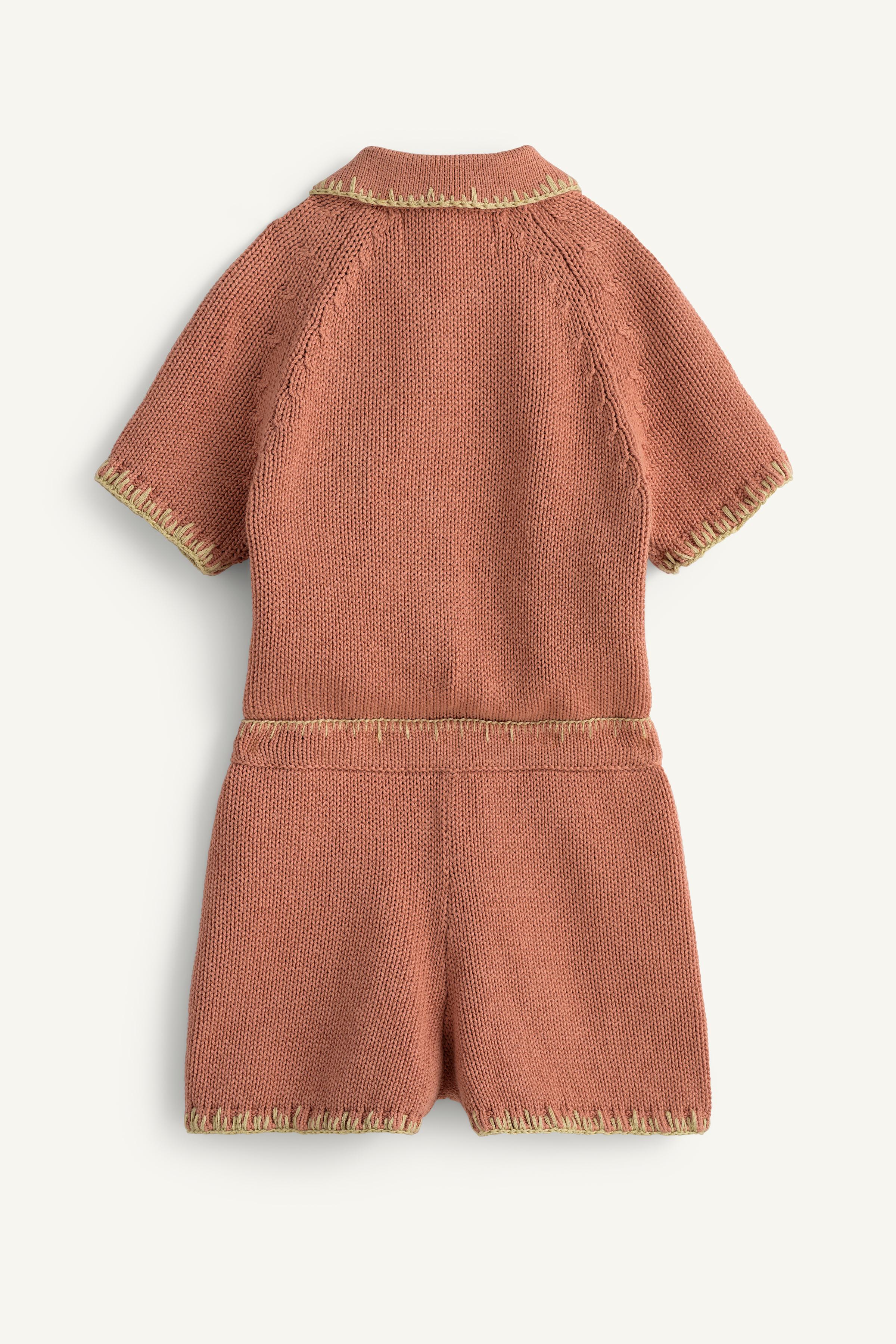 LIMITED EDITION EMBROIDERED CROSS-STITCH FLORAL KNIT JUMPSUIT